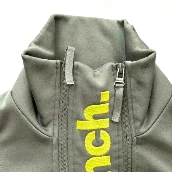 Bench Gray/Yellow Crop Neck Fleece Lined Thumb Hole Athletic Jacket Size M - Picture 3 of 14